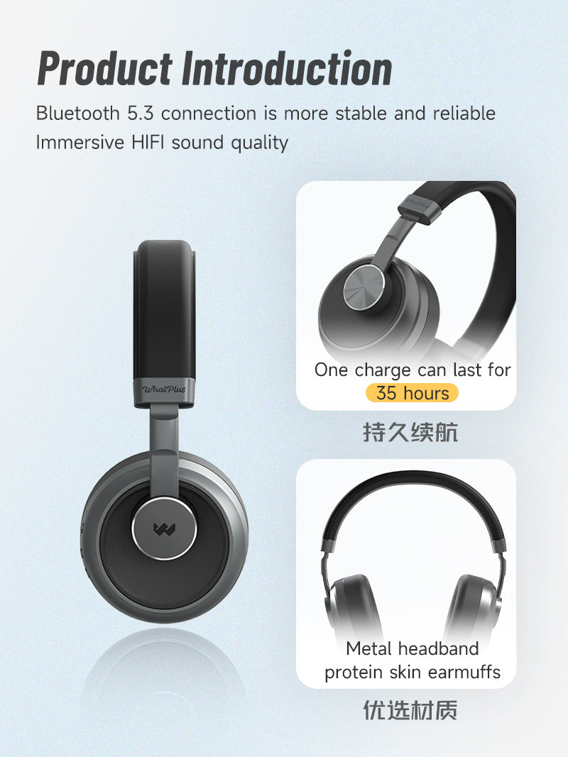 WhatPlus Metal复古头戴式蓝牙耳机